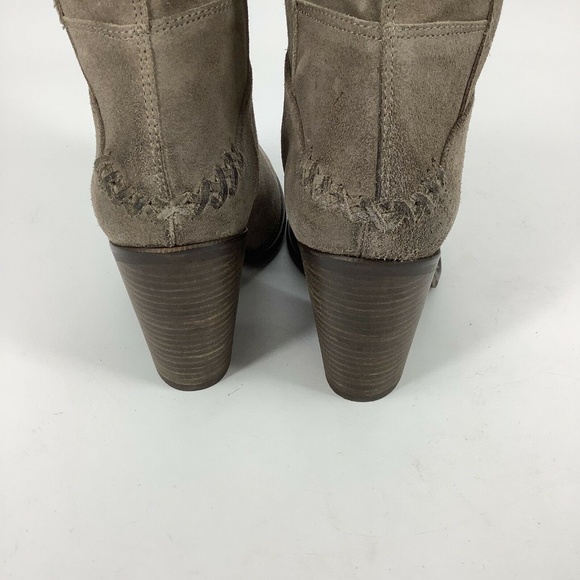Free People Pull On Taupe Leather Heeled Boots 6.5 - Picture 7 of 8